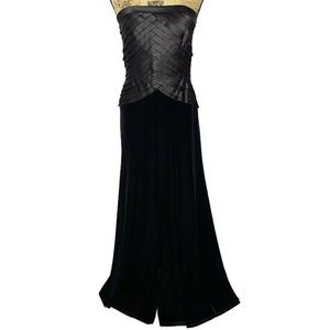Tadashi Black Velvet Skirt Pleated Gown